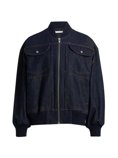Co Women's Denim Tton Bomber Jacket In Black