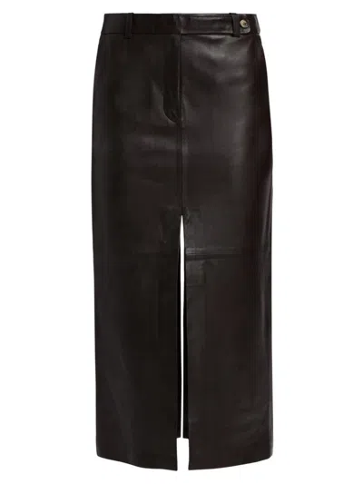 Co Women's Double Slit Leather Pencil Skirt In Cholate