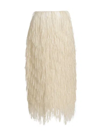 Co Women's Fringe Raffia Midi-skirt In Neutral