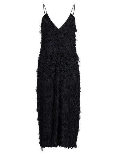 Co Women's Fringed V-neck Midi-slipdress In Black