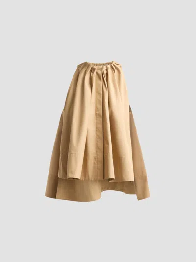 Co Women's Gathered High-low Tton Poplin Top In Camel