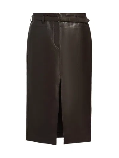Co Women's Leather Belted Pencil Skirt In Brown