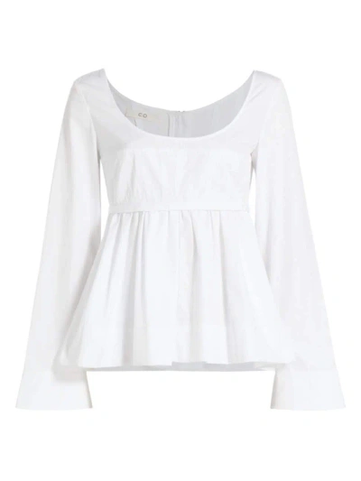 Co Women's Long-sleeve Tton Rset Top In White