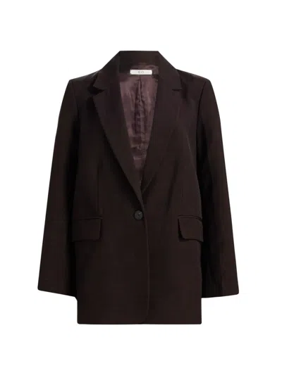 Co Women's Mens-fit Linen-blend Blazer In Black