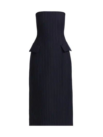 Co Women's Pinstriped Tailored Bustier Dress In Blue