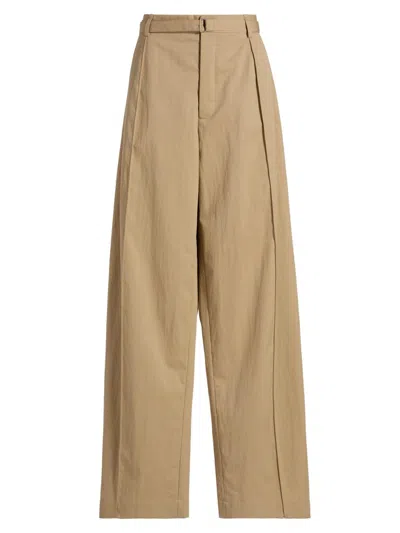 Co Women's Pleated Tton-blend Wide-leg Pants In Brown