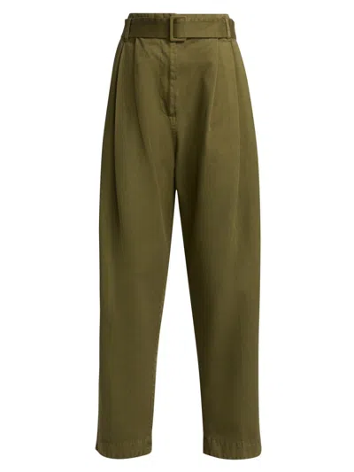 Co Women's Pleated Garment-dyed Tton Pants In Green