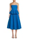 Co Women's Pleated Peplum Midi Dress In Cerulean