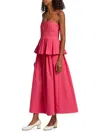 Co Pleated Peplum A-line Midi Dress In Pink