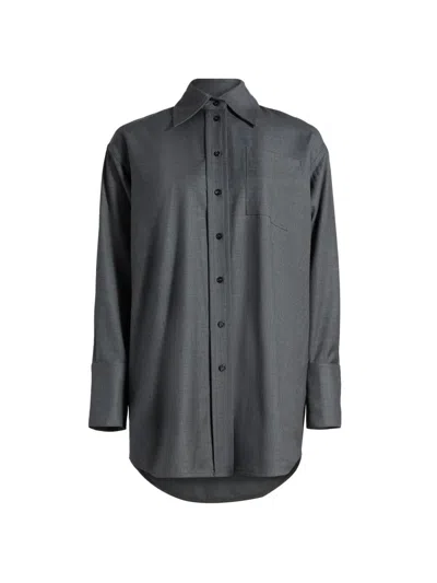 Co Women's Point Llar Wool Overshirt In Gray