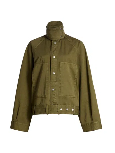 Co Women's Raglan Tton Workwear Bomber Jacket In Green
