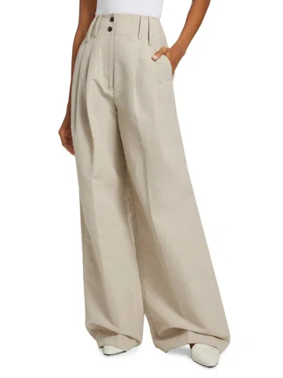 Co High-rise Pleated Wide-leg Sack Trousers In Clay