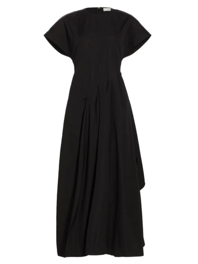 Co Women's Short-sleeve Side Wrap Midi Dress In Black