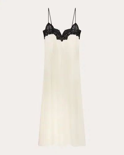 Co Women's Silk Lace-trim Bias Slip Dress In White