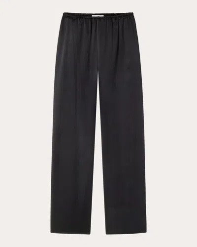 Co Women's Silk Straight-leg Pull-on Pants In Black