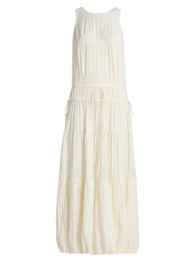Co Women's Soft Pleated Turn Up Dress In White