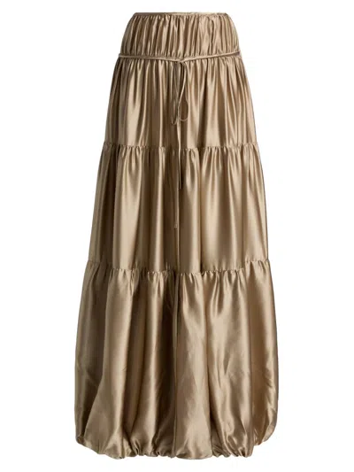 Co Women's Soft Silk Gathered Bubble Skirt In Brown