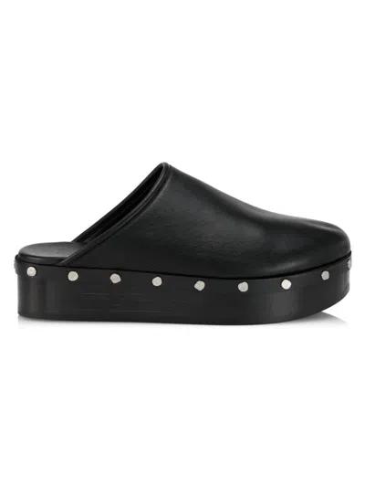 Co Women's Studded Leather Platform Mules In Black