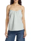 Co Women's Tucked Linen Strapless Top In Light Blue
