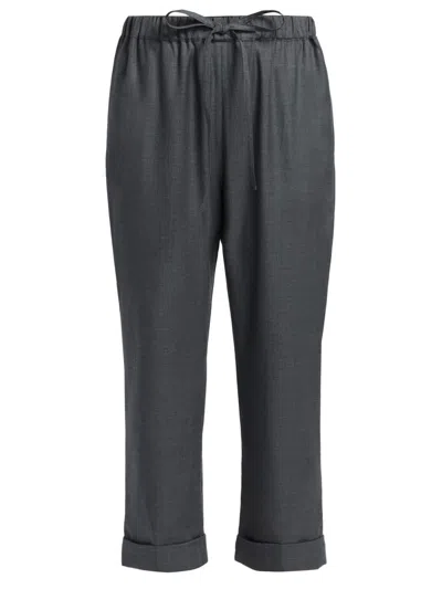 Co Wool Jogger Cropped Length Turn Up Cuffs In Gray