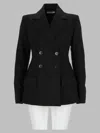 Co Double Breasted Wool Blazer In Black