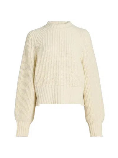 Co Women's Wool-blend Cropped Crewneck Sweater In White