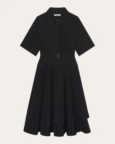 Co Women'stton Poplin Belted Shirt Dress In Black