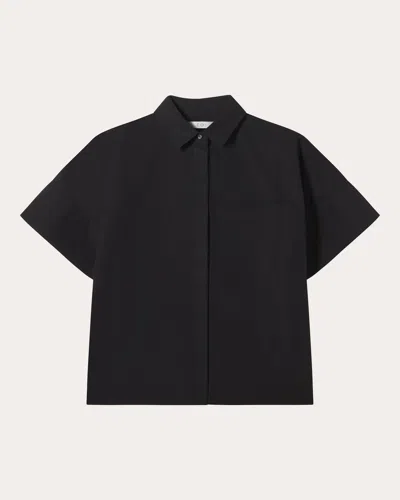 Co Women'stton Poplin Boxy Short-sleeve Shirt In Black