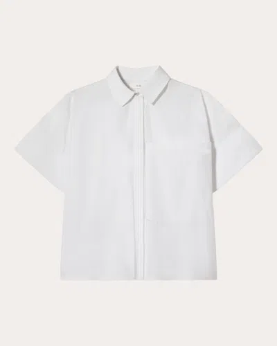 Co Women'stton Poplin Boxy Short-sleeve Shirt In White