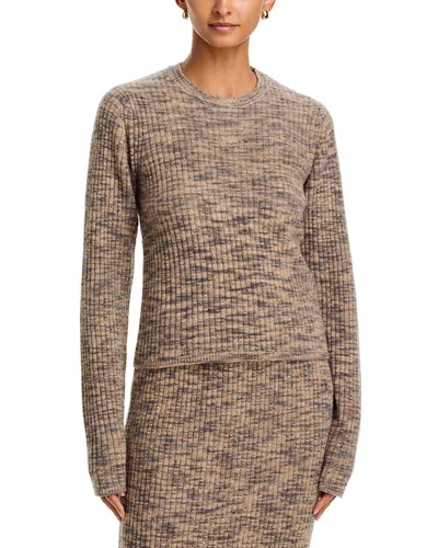Co Wool And Cashmere Blend Ruched Knit Top In Brown