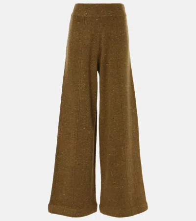 Co Wool And Cashmere-blend Wide-leg Trousers In Green
