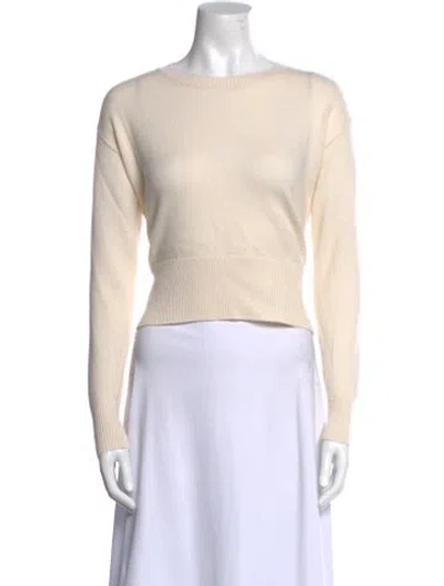 Pre-owned Co Wool Bateau Neckline Sweater In White