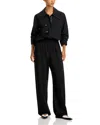 Co Wide-llar Long-sleeve Straight-leg Flight Jumpsuit In Black
