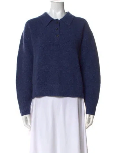 Pre-owned Co Wool Long Sleeve Polo In Blue