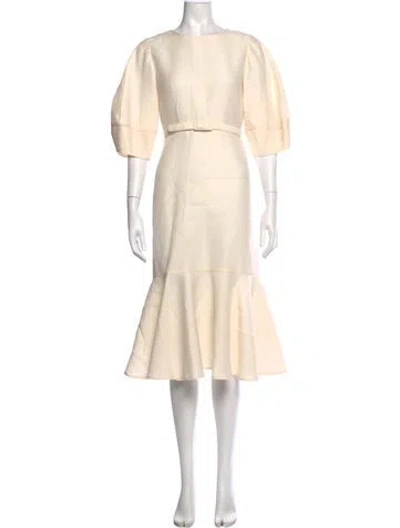 Pre-owned Co Wool Midi Length Dress In Neutral