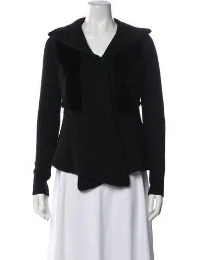 Pre-owned Co Wool Open Front Sweater In Black