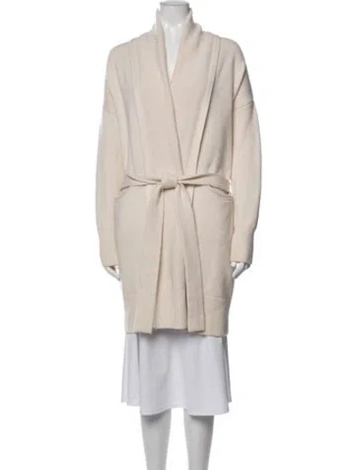 Pre-owned Co Wool Open Front Sweater In White