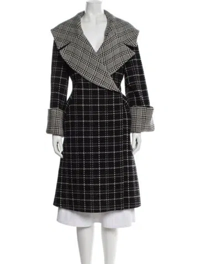 Pre-owned Co Wool Plaid Print At In Black