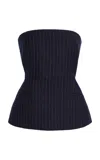 Co Wool Tailored Bustier Top In Navy