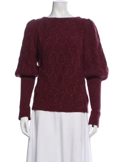 Pre-owned Co Wool Tweed Pattern Sweater In Burgundy