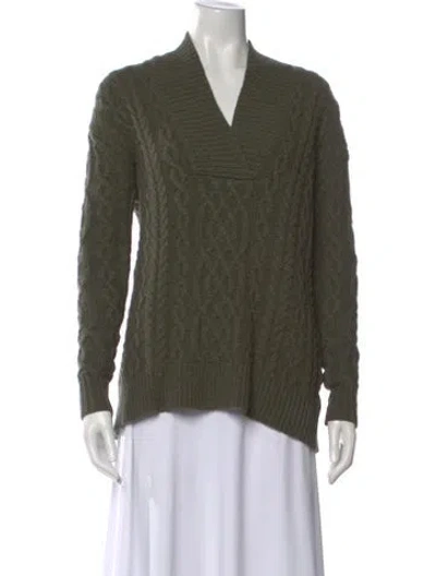 Pre-owned Co Wool V-neck Sweater In Green