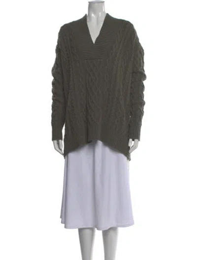 Pre-owned Co Wool V-neck Sweater In Green