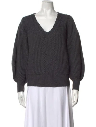 Pre-owned Co Wool V-neck Sweater In Grey