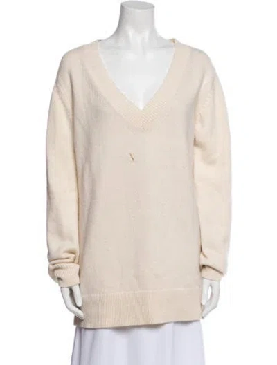 Pre-owned Co Wool V-neck Sweater In Neutral