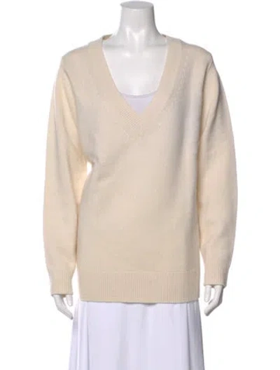 Pre-owned Co Wool V-neck Sweater In Neutral