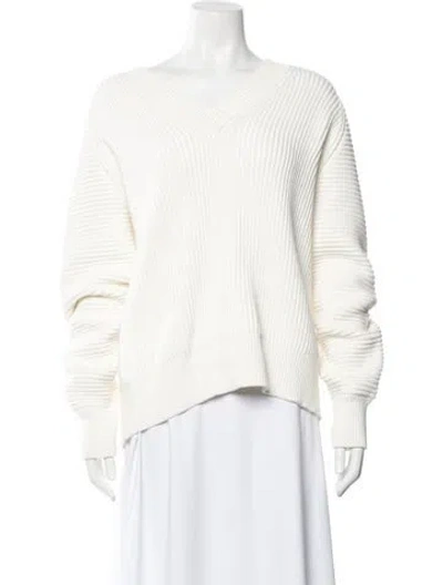 Pre-owned Co Wool V-neck Sweater In Neutrals/white