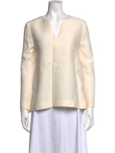 Pre-owned Co Wool V-neck Top In Neutral