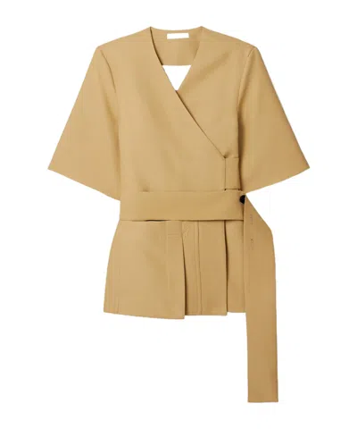 Co Woven Wrap Top In Brown