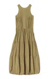 Co Wrinkled Nylon Pleated Maxi Dress In Green