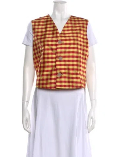 Pre-owned Coa: Coming Of Age Nyc Gingham Silk Vest In Multi